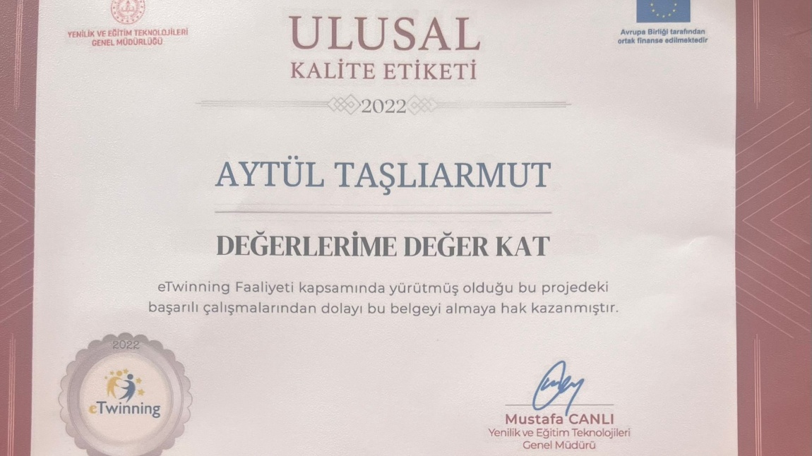 e-Twinning 2022 Ulusal Kalite Etiketi Aldık