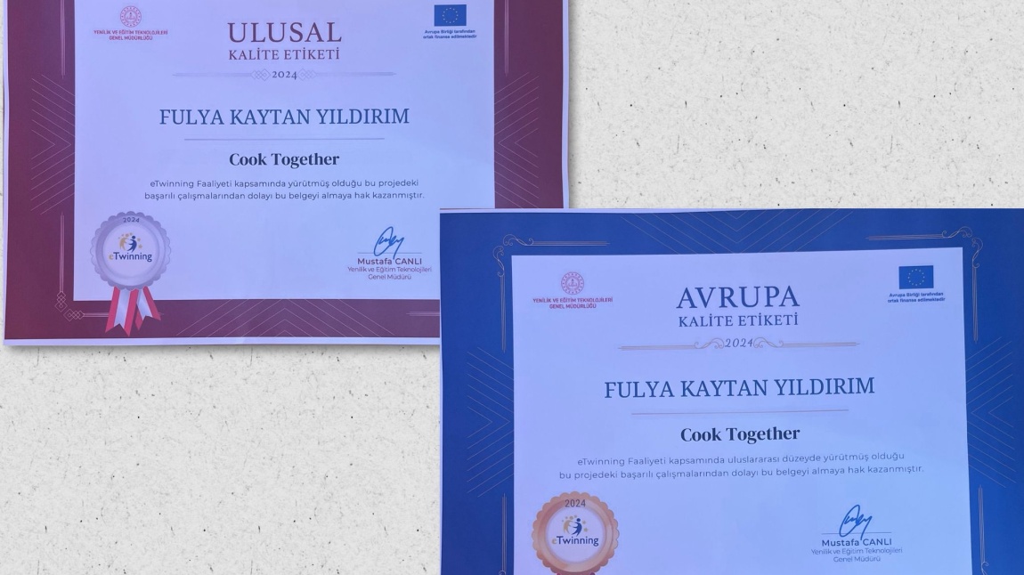 e-Twinning 2024 Avrupa ve Ulusal Kalite Etiketi Aldık